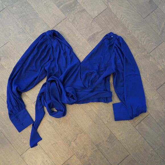 Banana Republic 10 Wrap Blouse Top in Royal Blue NWT - Picture 1 of 6